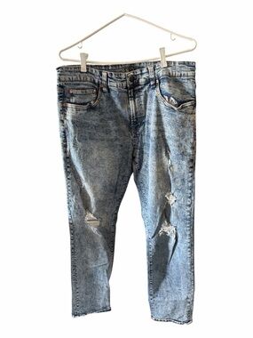 Slim Straight Ripped Light Blue Men's Jeans